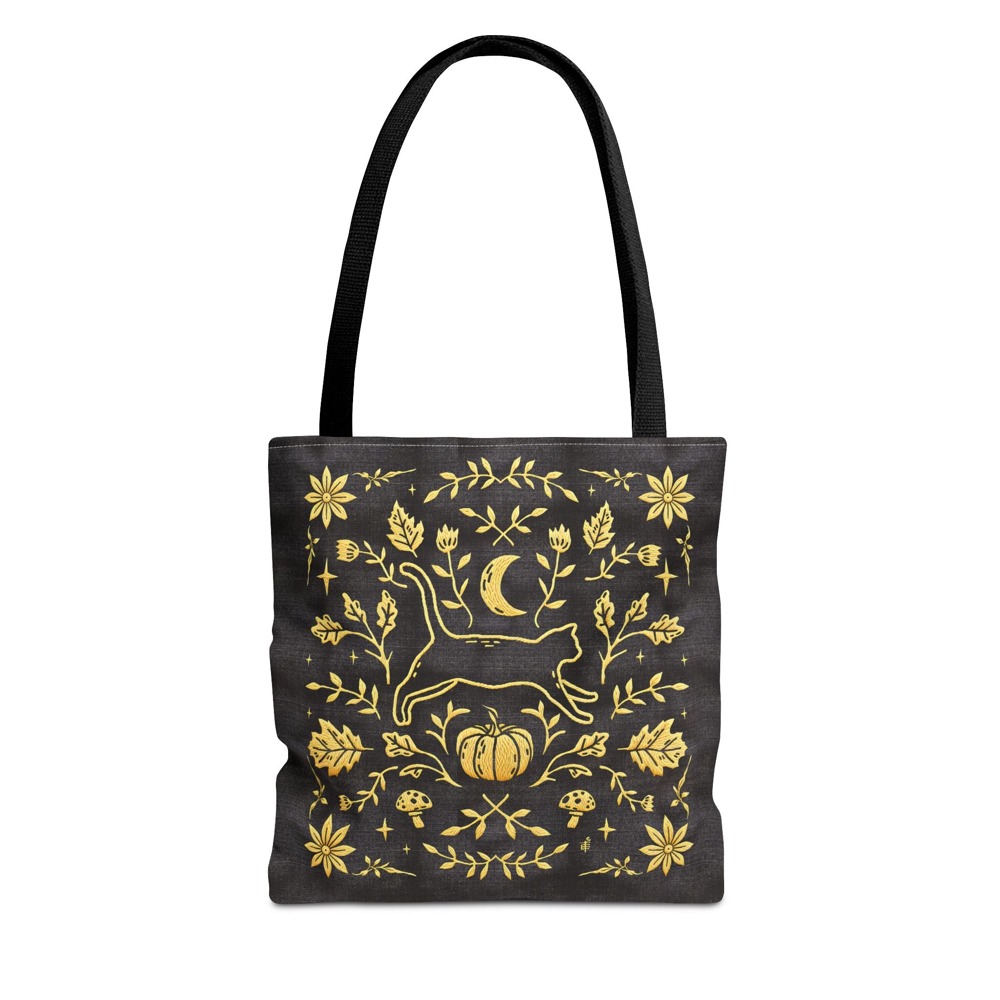 'Autumn Stroll' Midnight Black Tote Bag