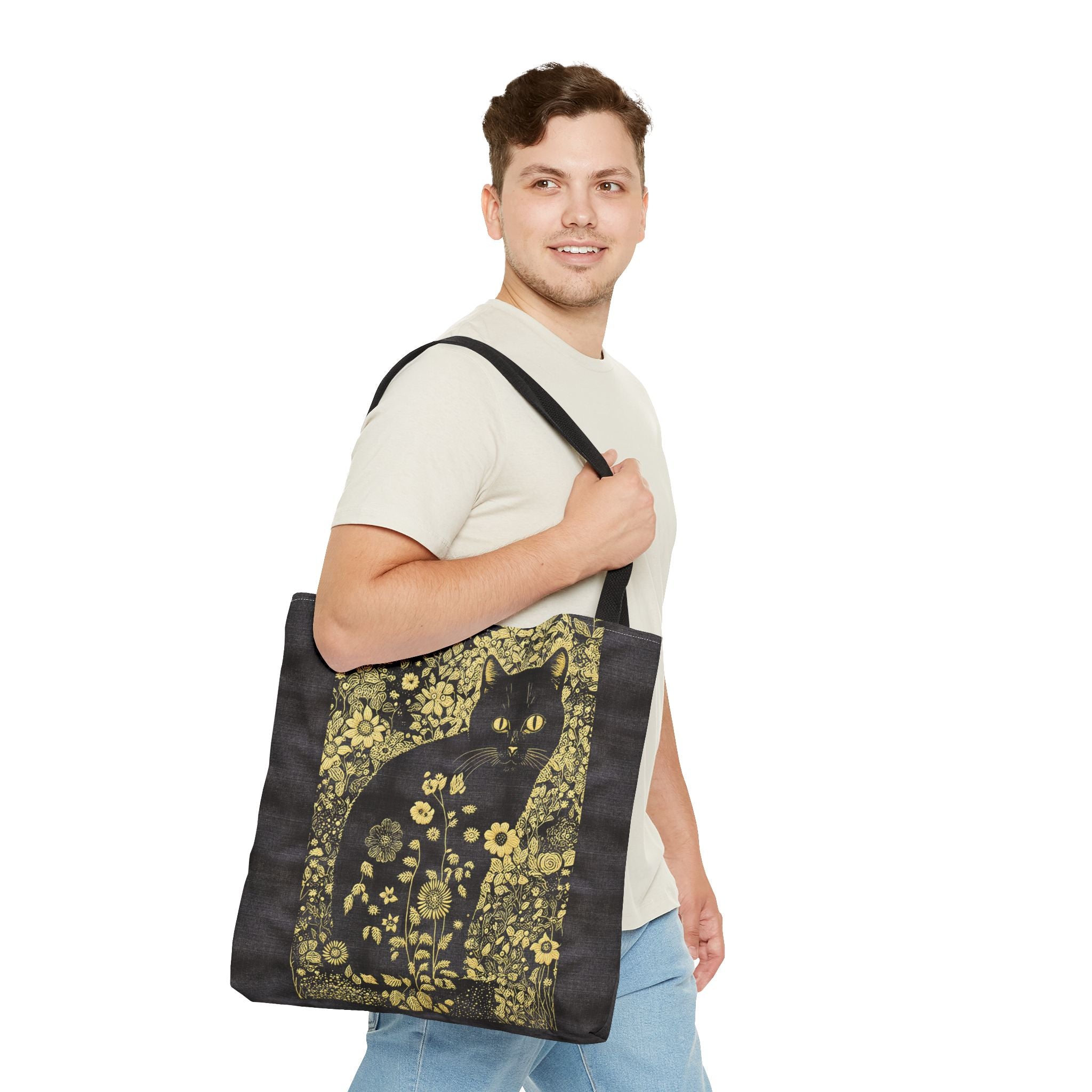 'Klimt Kat' Midnight Black Tote Bag