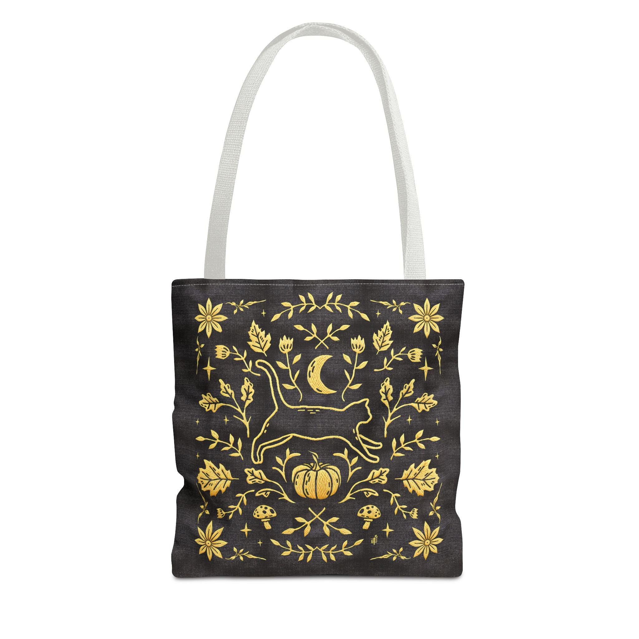 'Autumn Stroll' Midnight Black Tote Bag