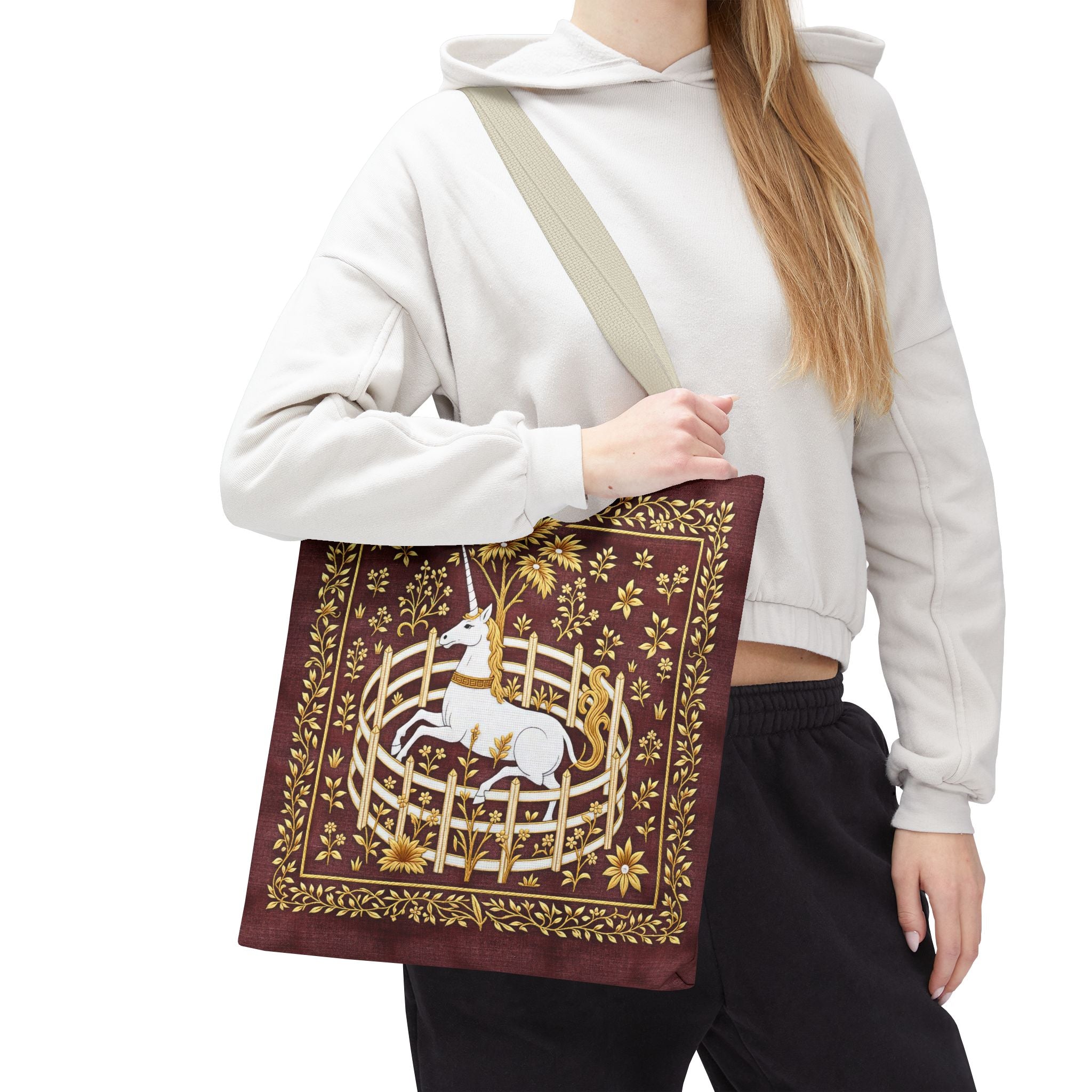 'Unicorn' Crimson Red Tote Bag