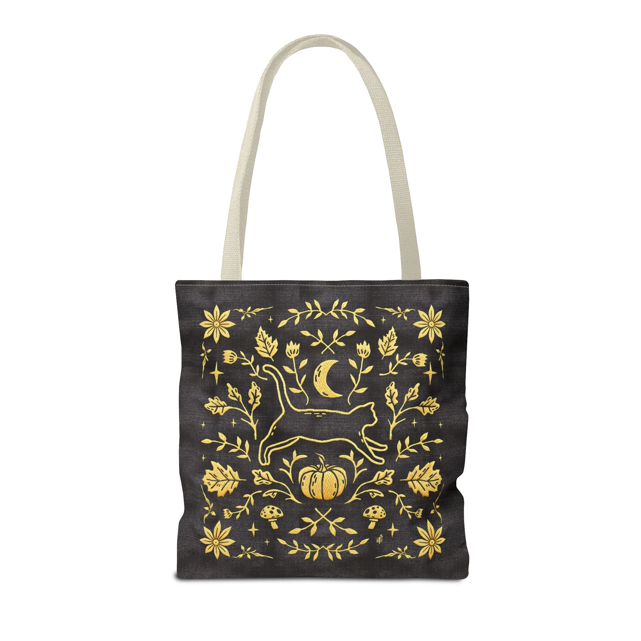 'Autumn Stroll' Midnight Black Tote Bag