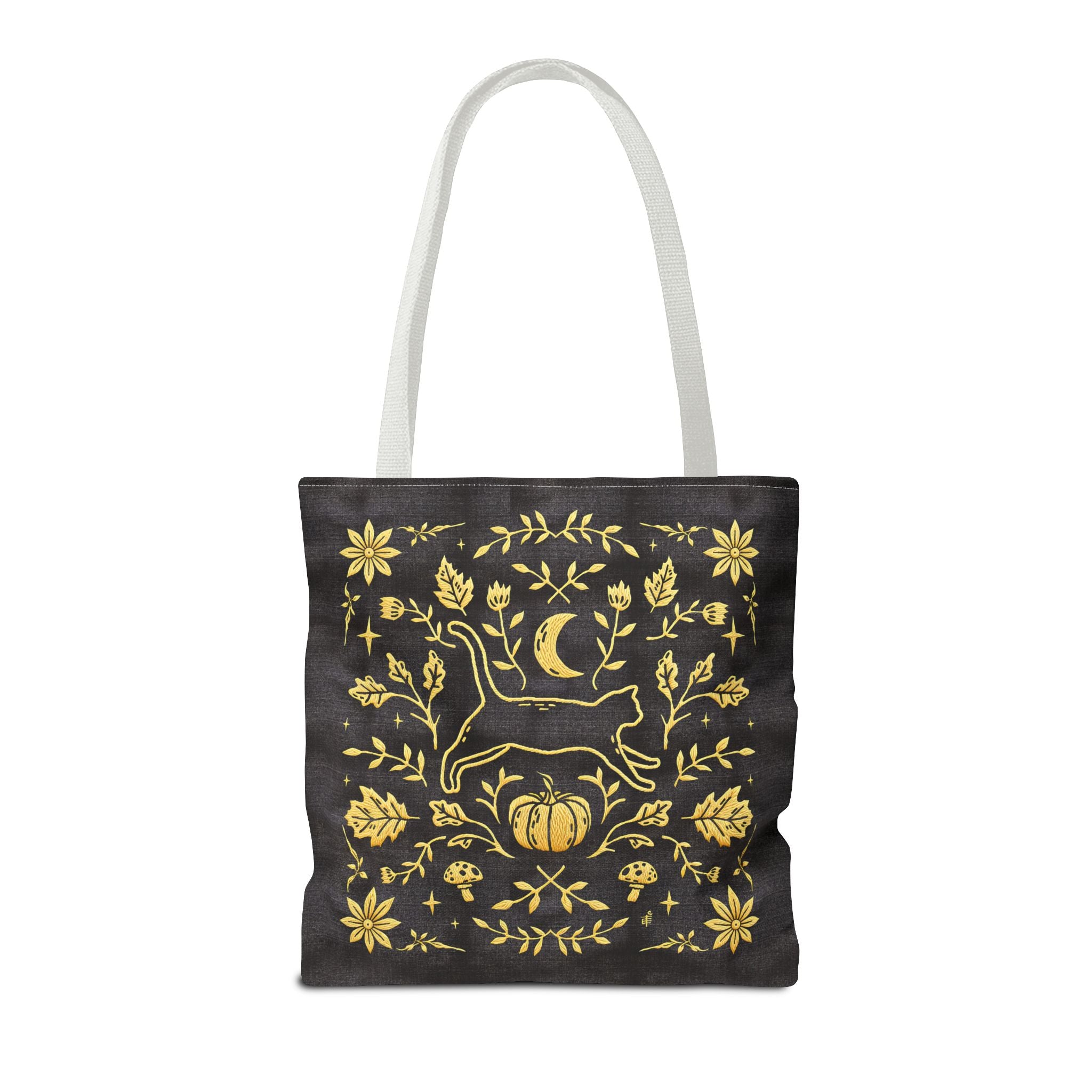 'Autumn Stroll' Midnight Black Tote Bag