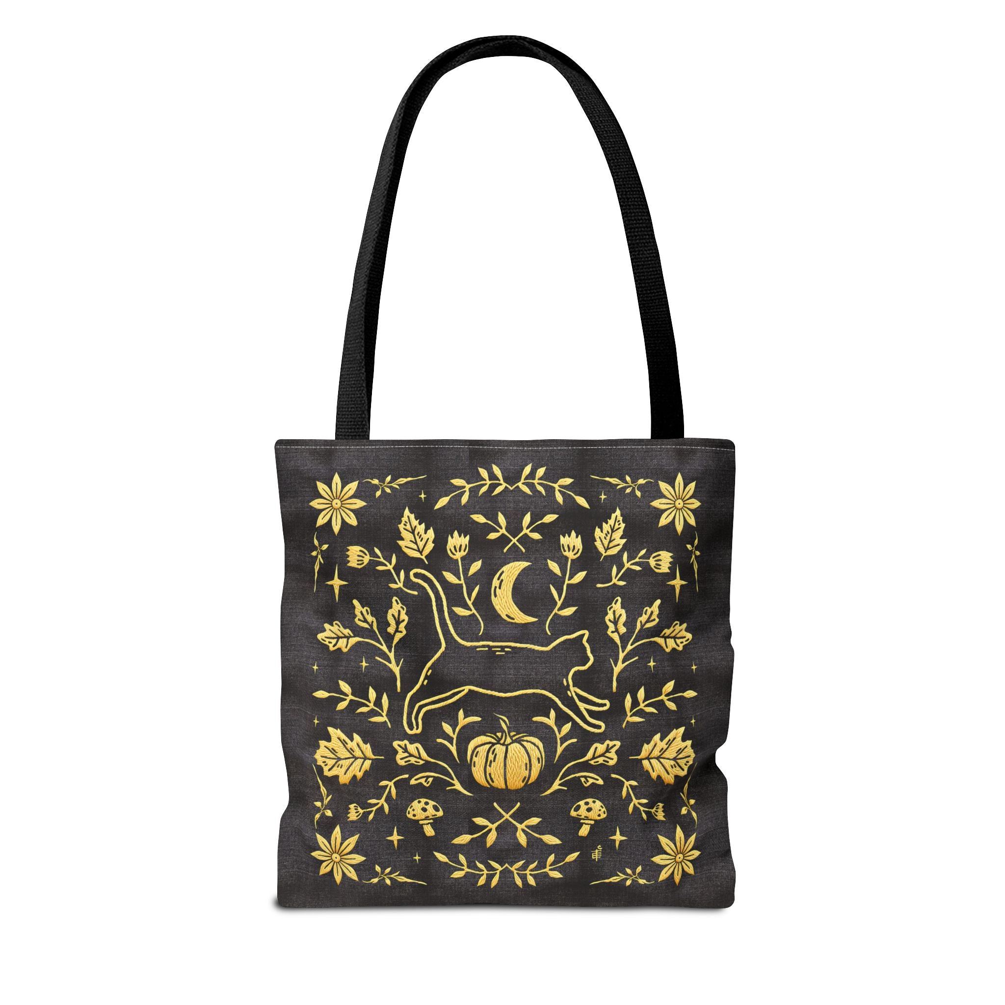 'Autumn Stroll' Midnight Black Tote Bag