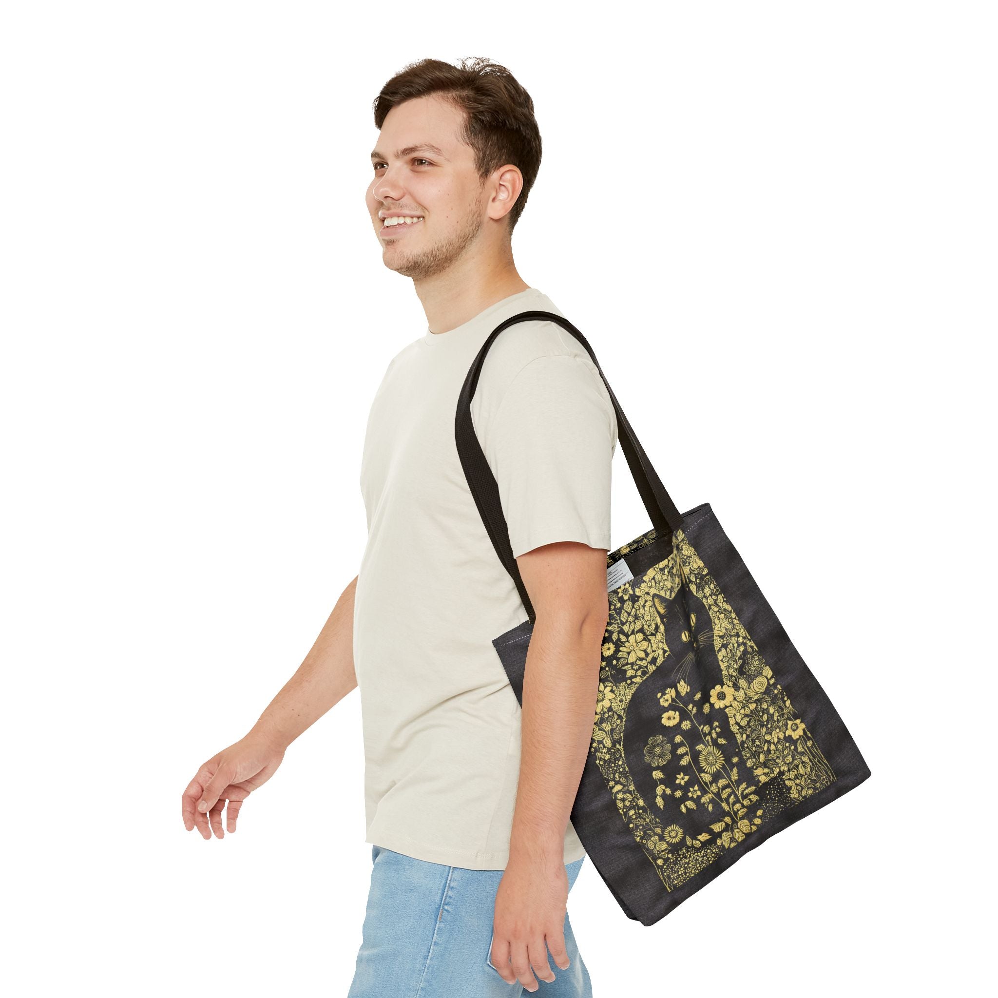 'Klimt Kat' Midnight Black Tote Bag