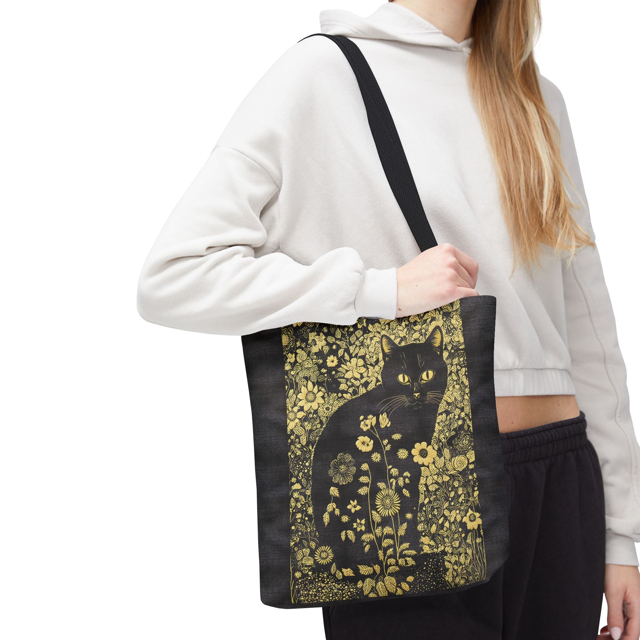 'Klimt Kat' Midnight Black Tote Bag