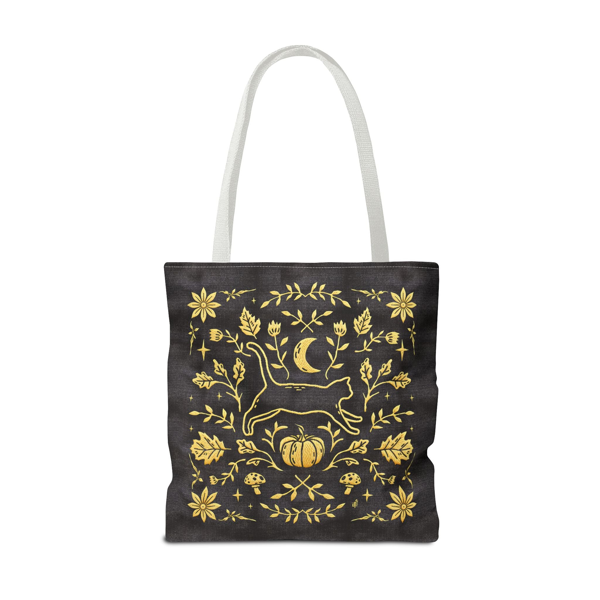'Autumn Stroll' Midnight Black Tote Bag