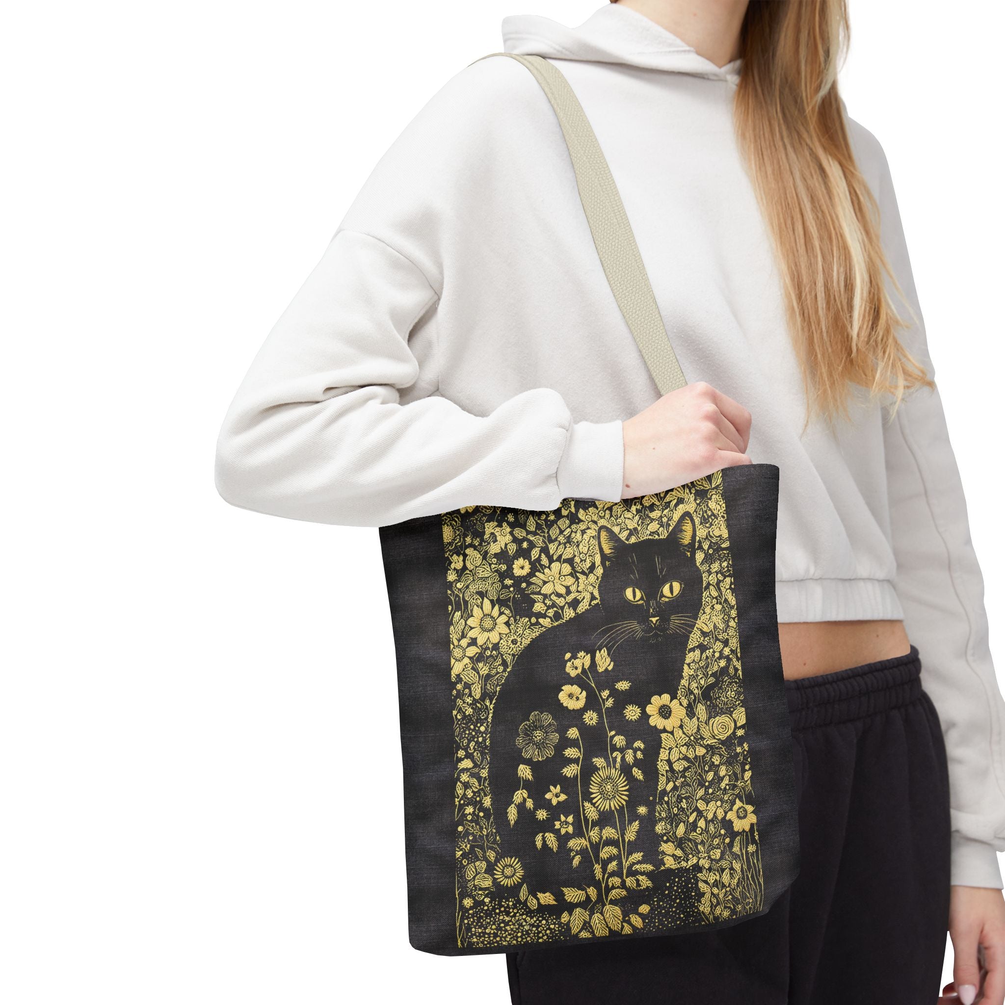 'Klimt Kat' Midnight Black Tote Bag