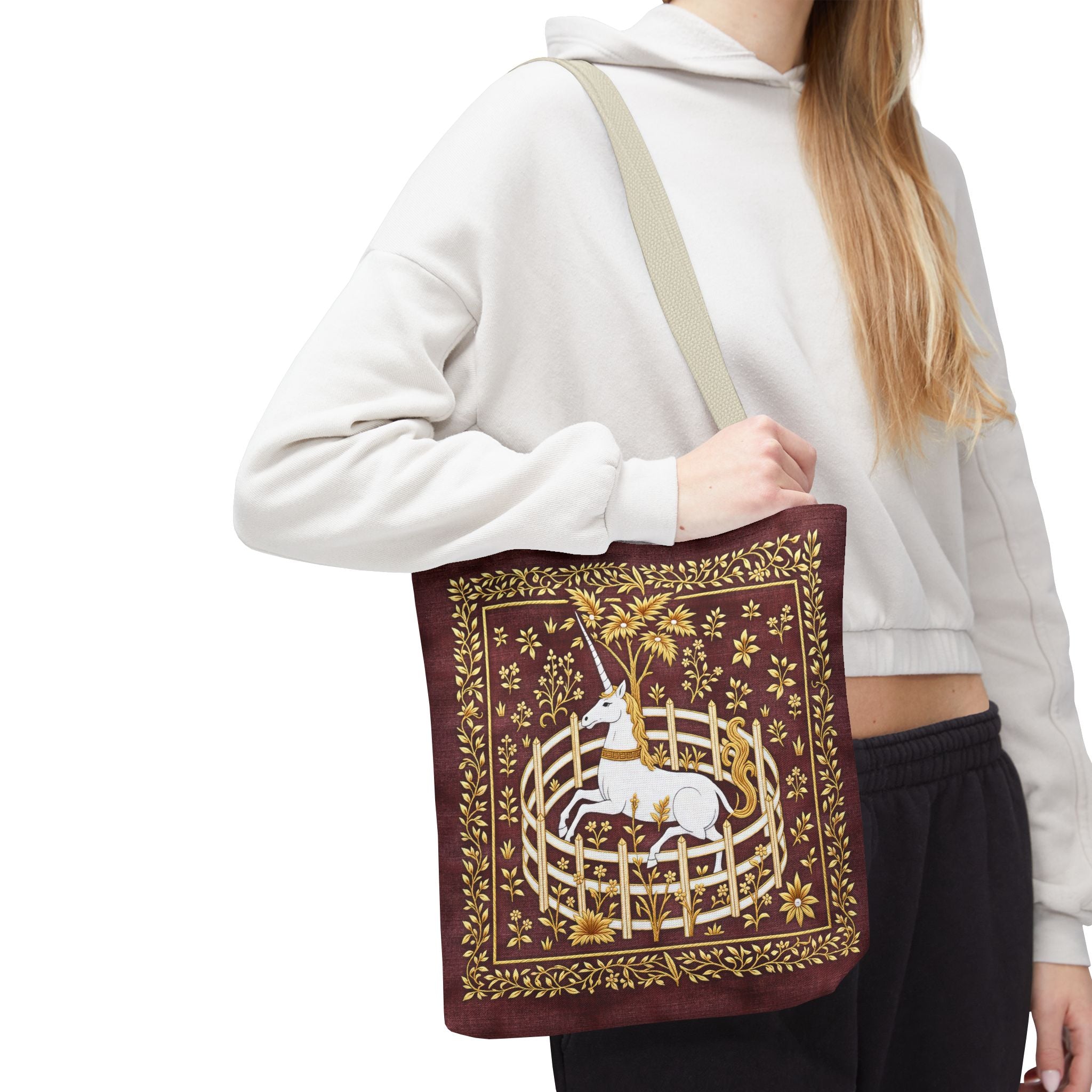 'Unicorn' Crimson Red Tote Bag