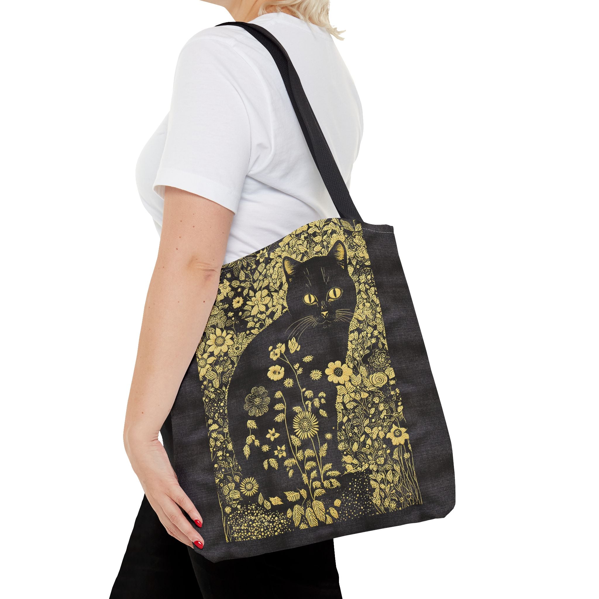 'Klimt Kat' Midnight Black Tote Bag