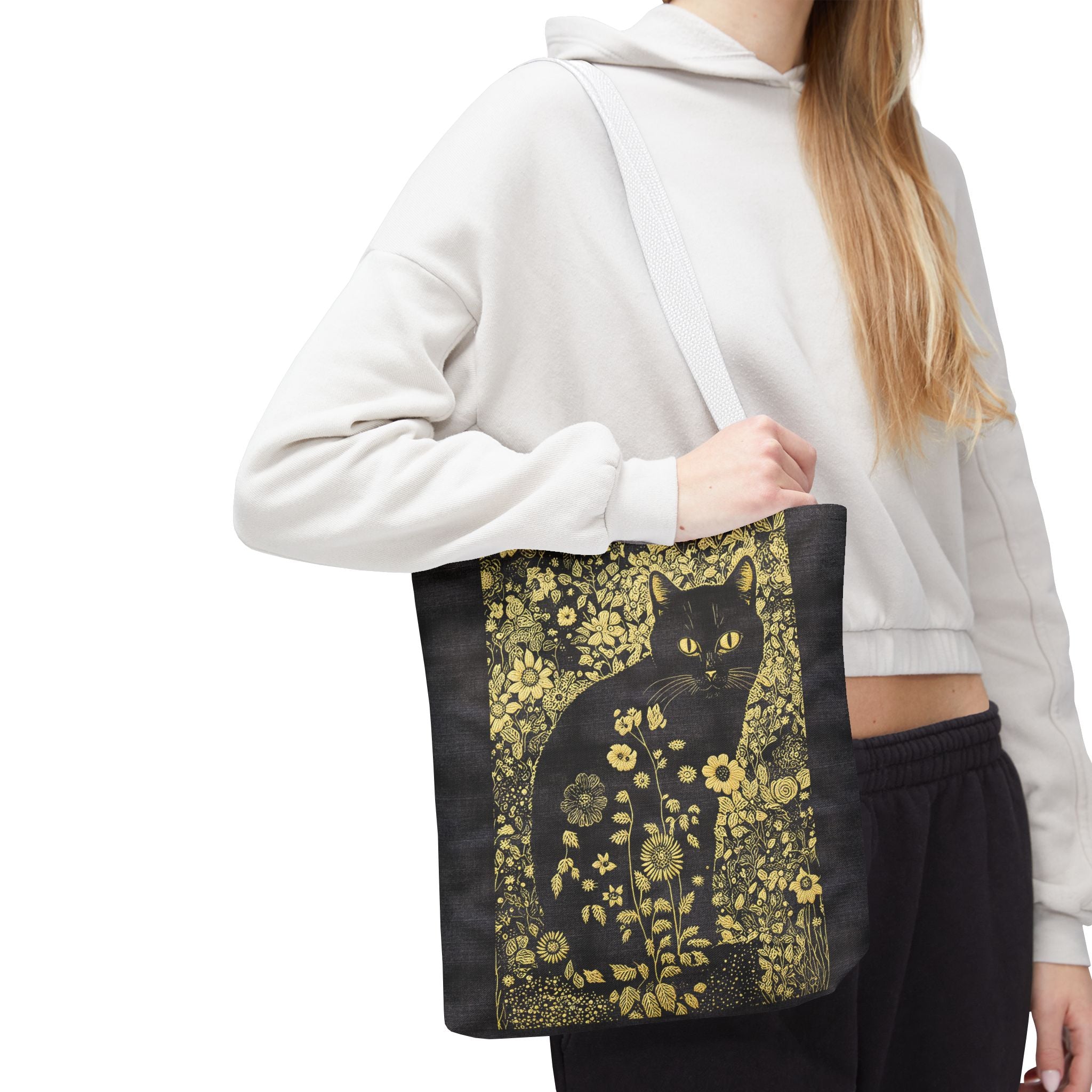 'Klimt Kat' Midnight Black Tote Bag