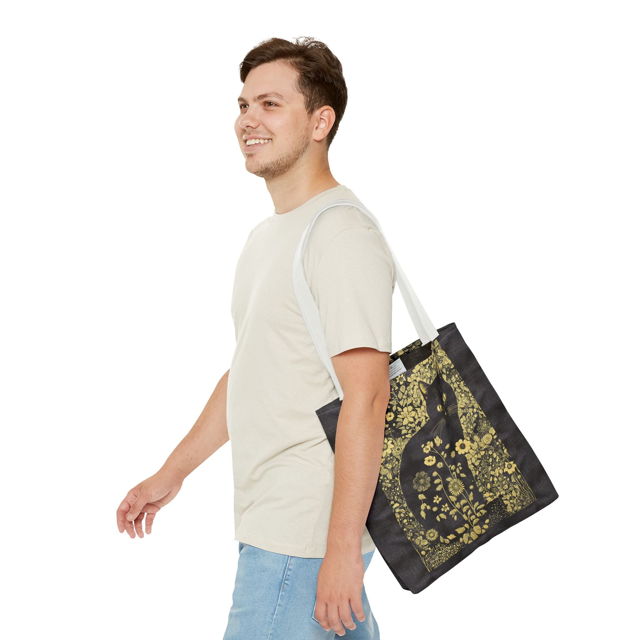 'Klimt Kat' Midnight Black Tote Bag