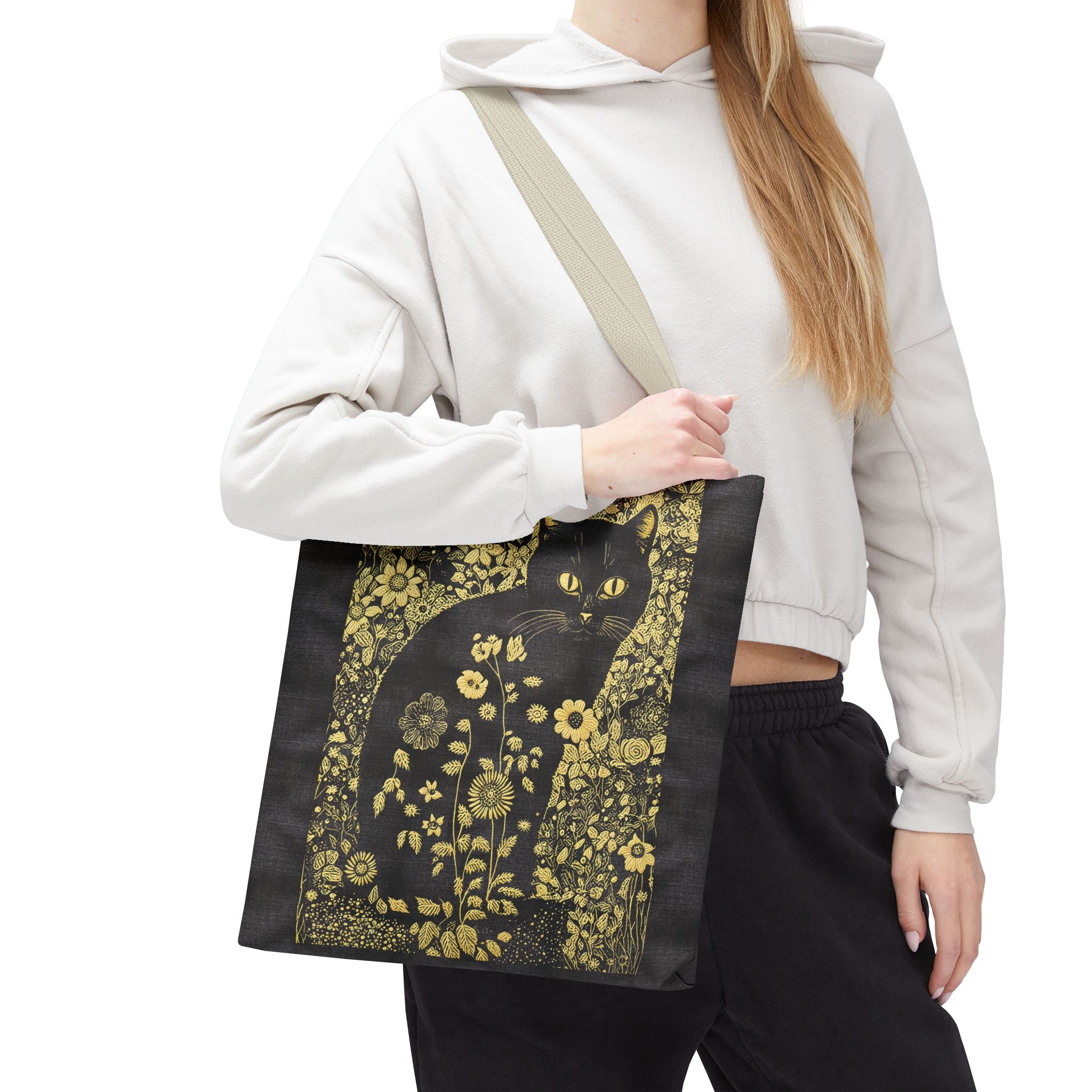 'Klimt Kat' Midnight Black Tote Bag
