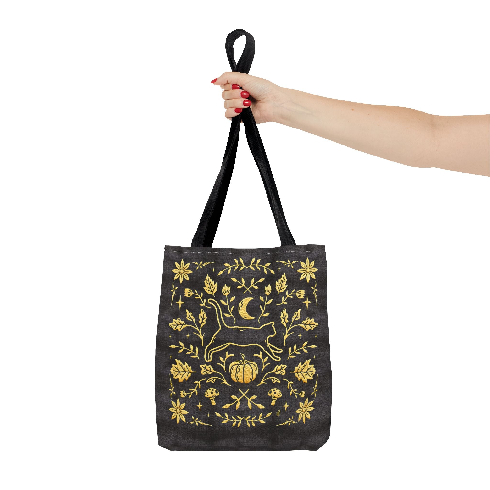 'Autumn Stroll' Midnight Black Tote Bag