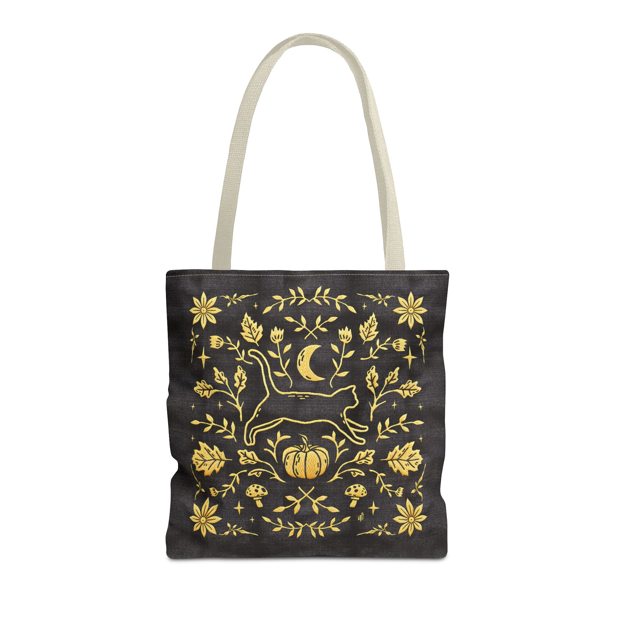 'Autumn Stroll' Midnight Black Tote Bag