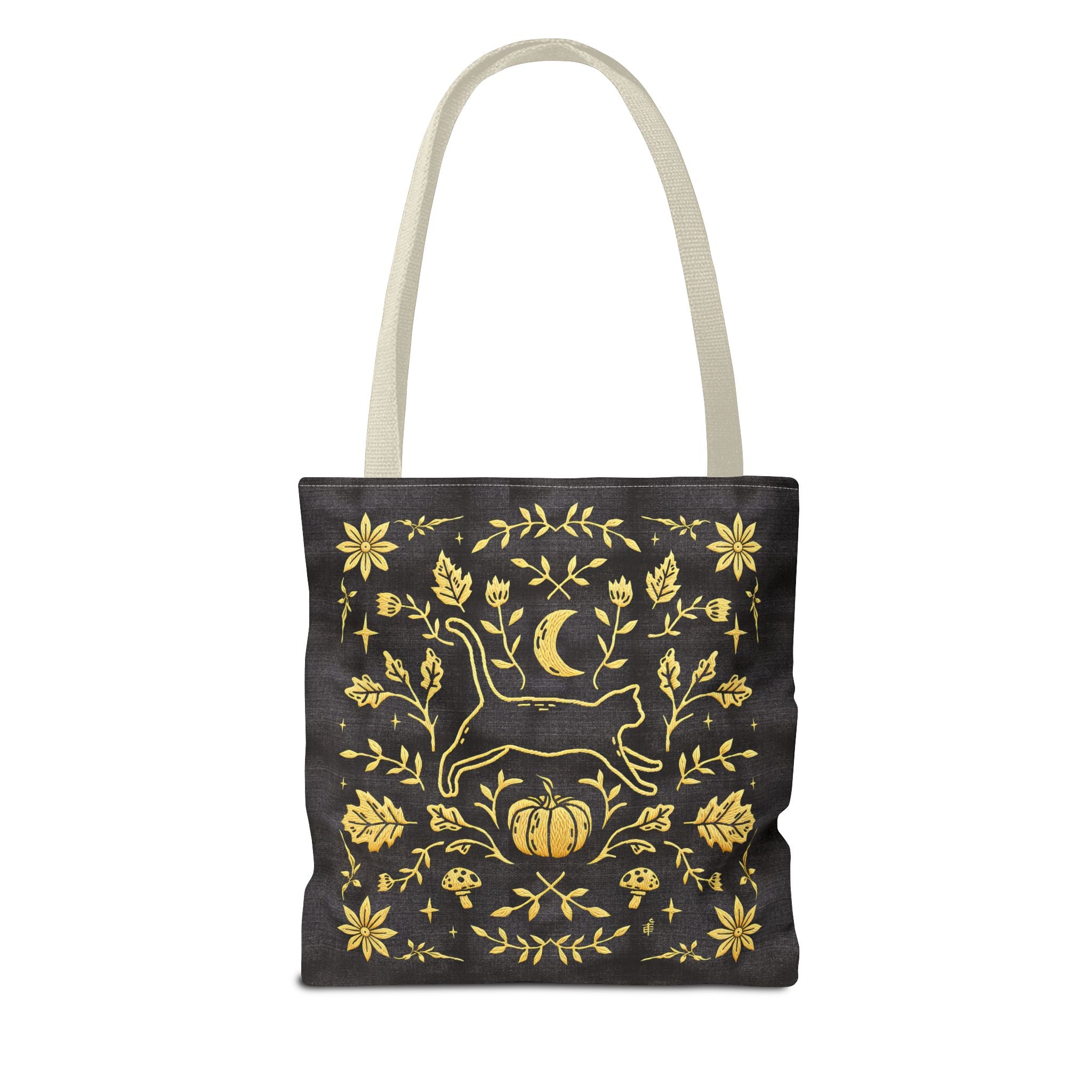 'Autumn Stroll' Midnight Black Tote Bag