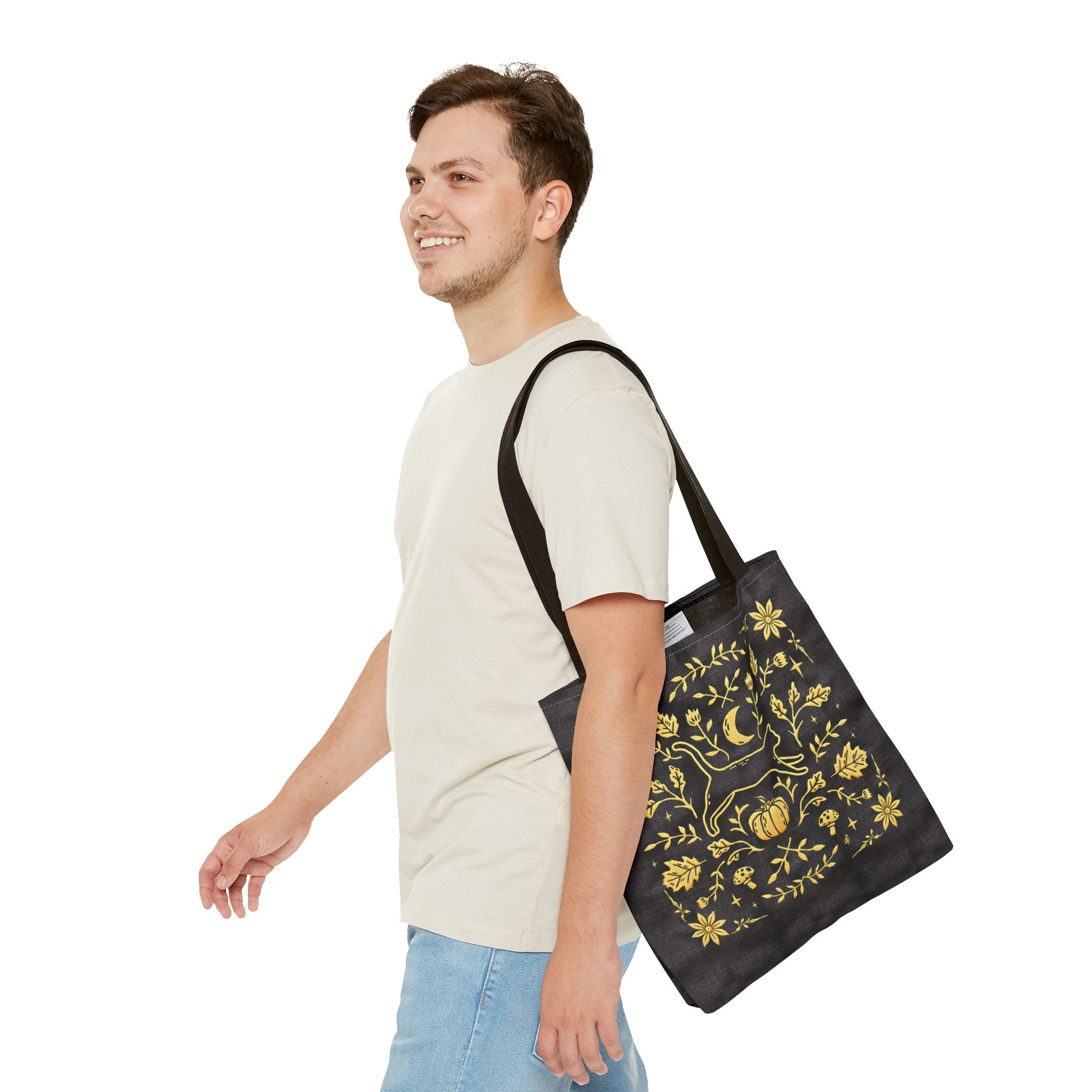 'Autumn Stroll' Midnight Black Tote Bag