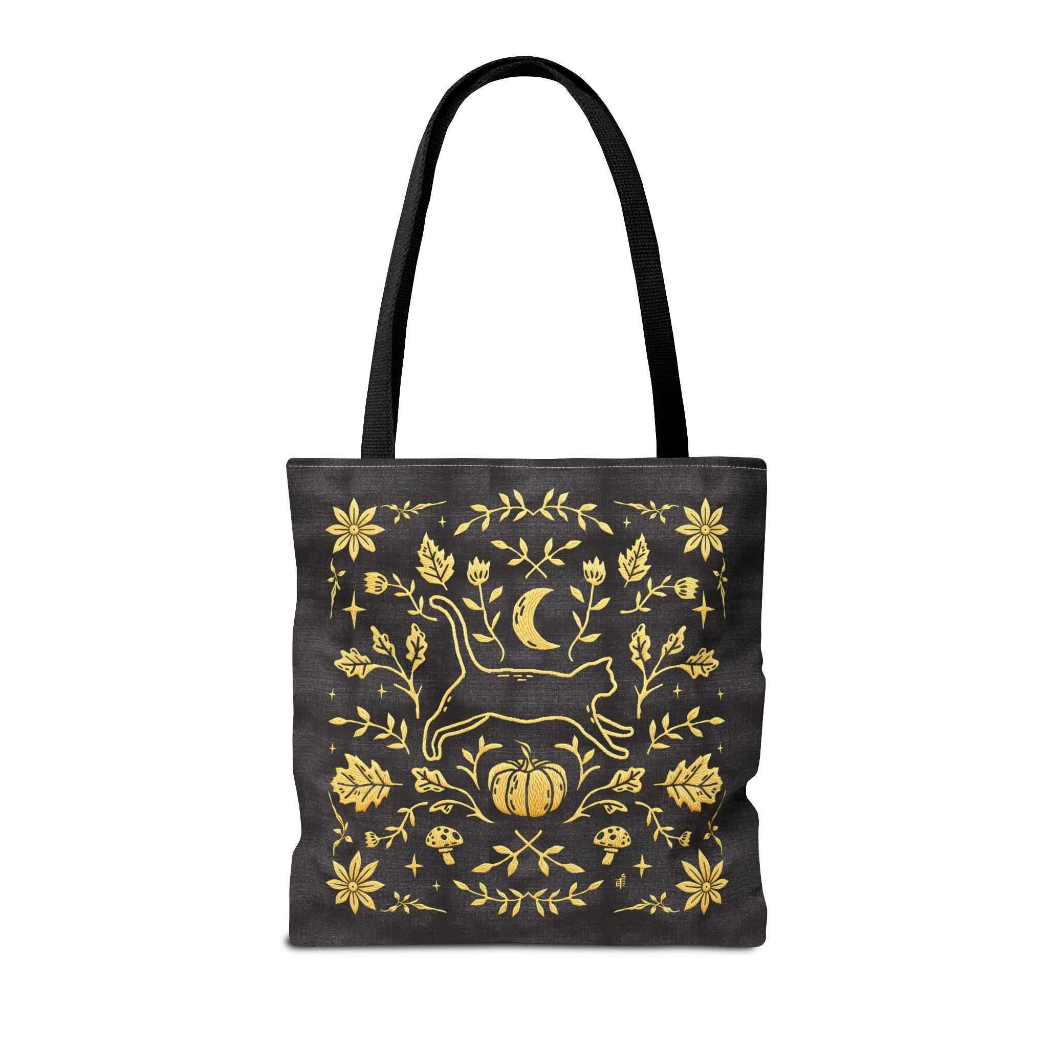 'Autumn Stroll' Midnight Black Tote Bag