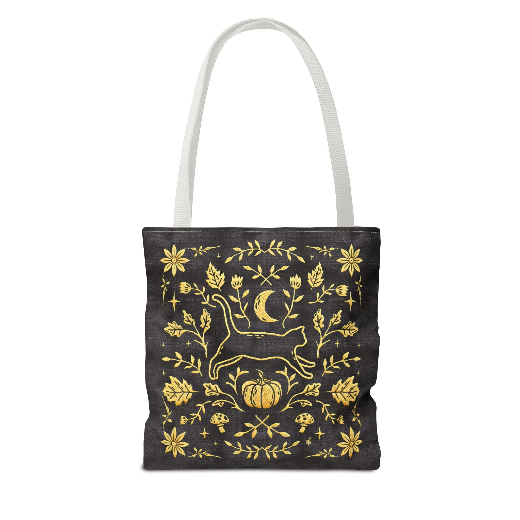 'Autumn Stroll' Midnight Black Tote Bag