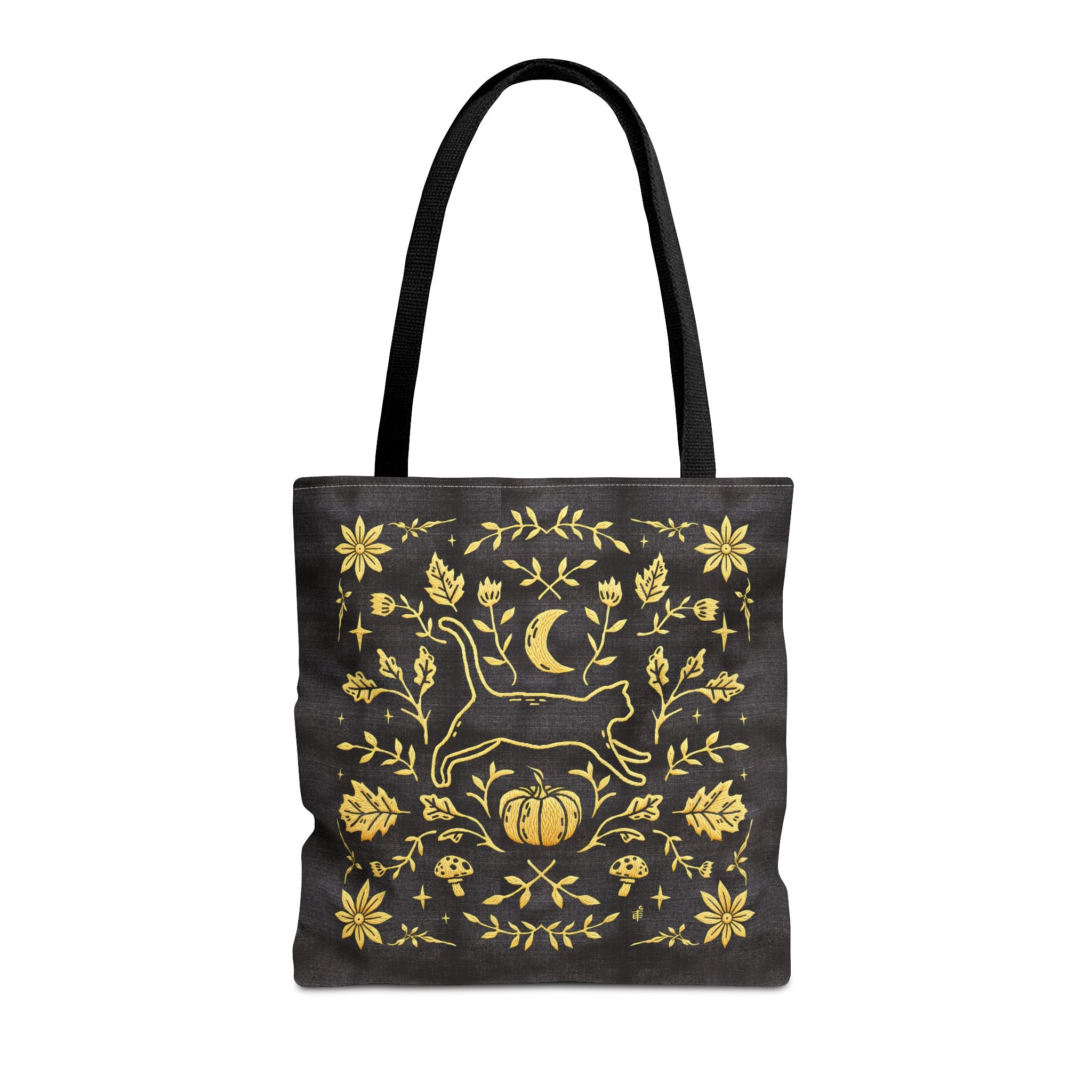 'Autumn Stroll' Midnight Black Tote Bag