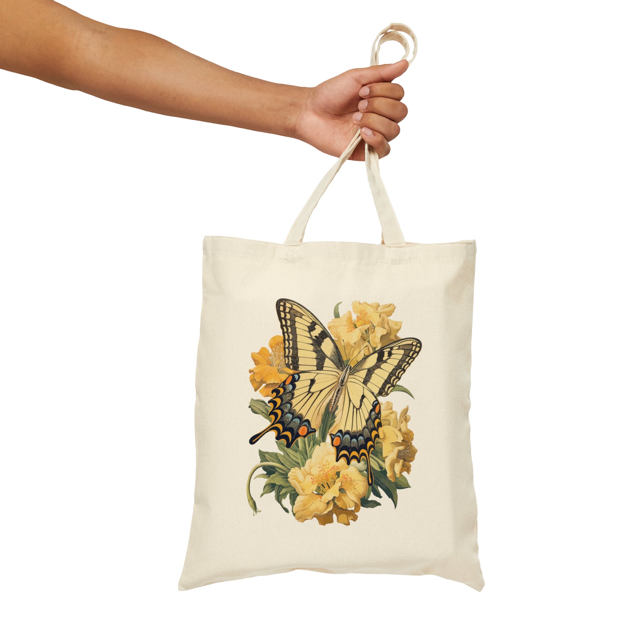 'Yellow Swallowtail Butterfly' Cotton Canvas Tote Bag