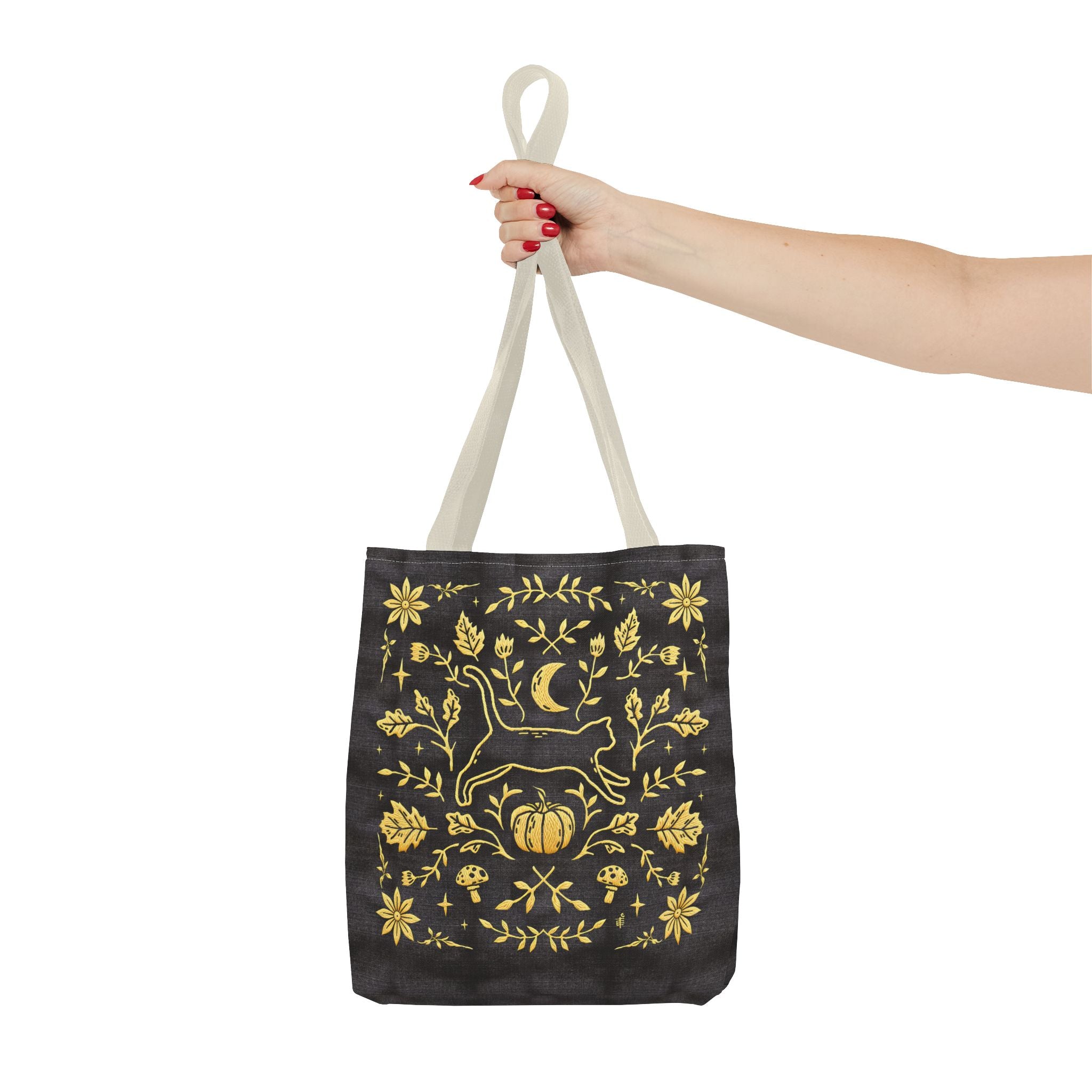'Autumn Stroll' Midnight Black Tote Bag