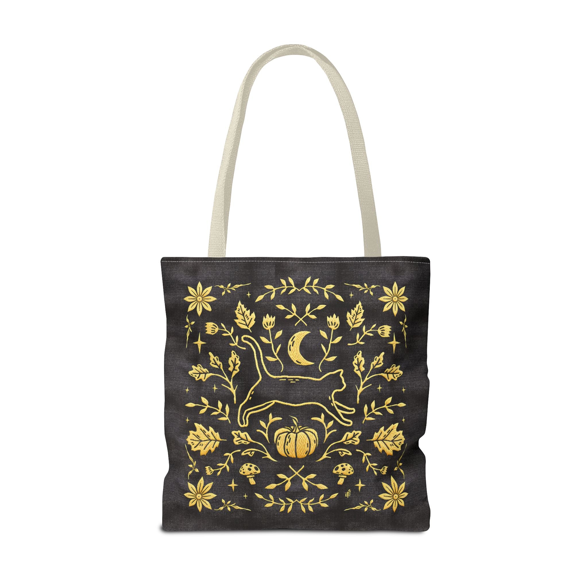 'Autumn Stroll' Midnight Black Tote Bag