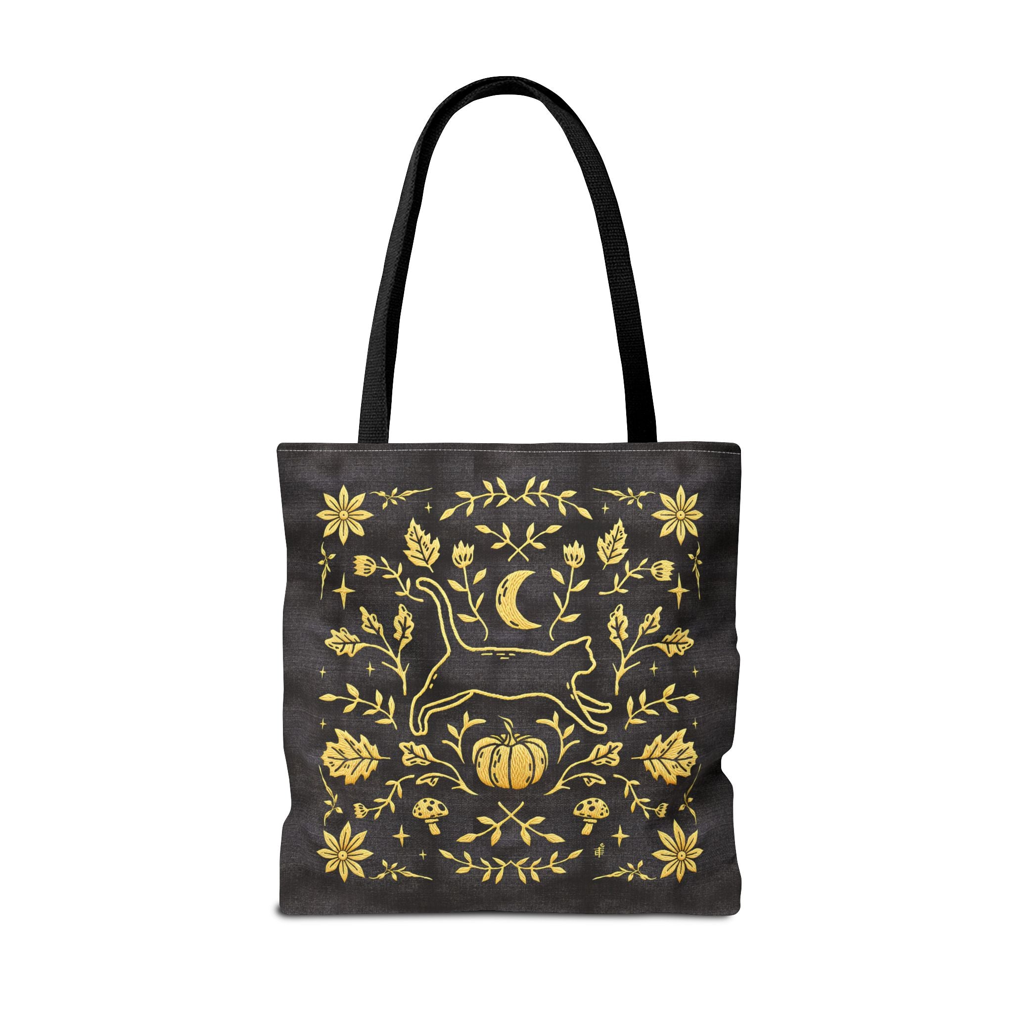 'Autumn Stroll' Midnight Black Tote Bag