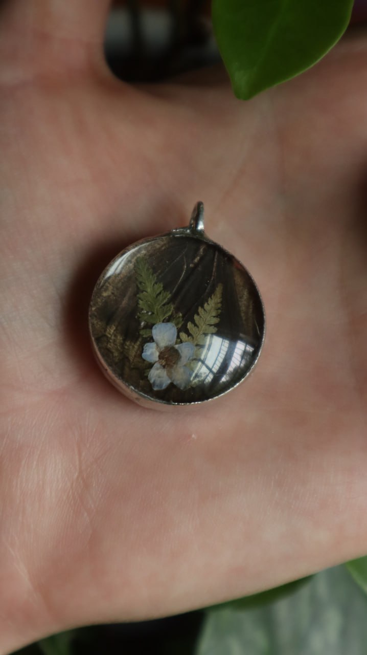 Forget-Me-Nots & Butterfly Wing Necklace