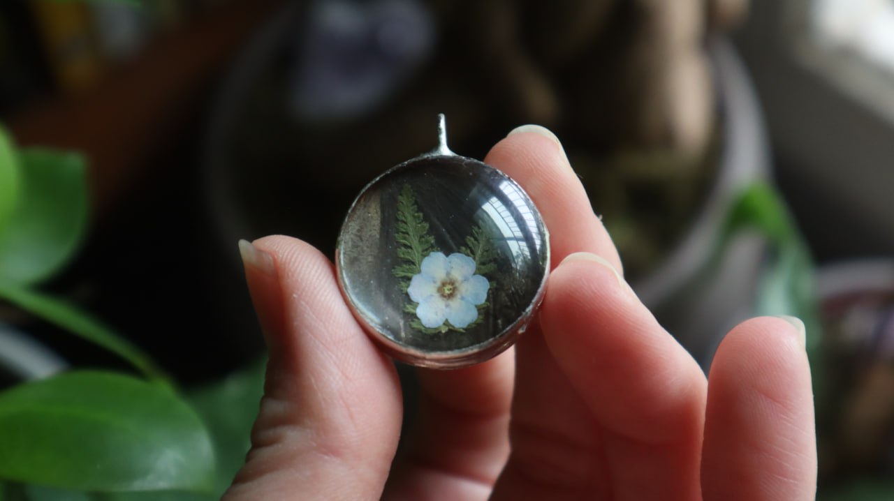 Forget-Me-Nots & Butterfly Wing Necklace