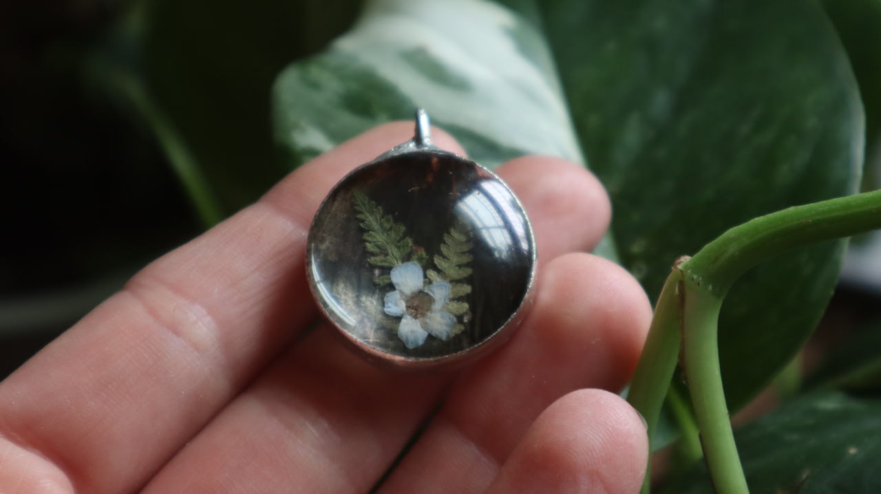 Forget-Me-Nots & Butterfly Wing Necklace