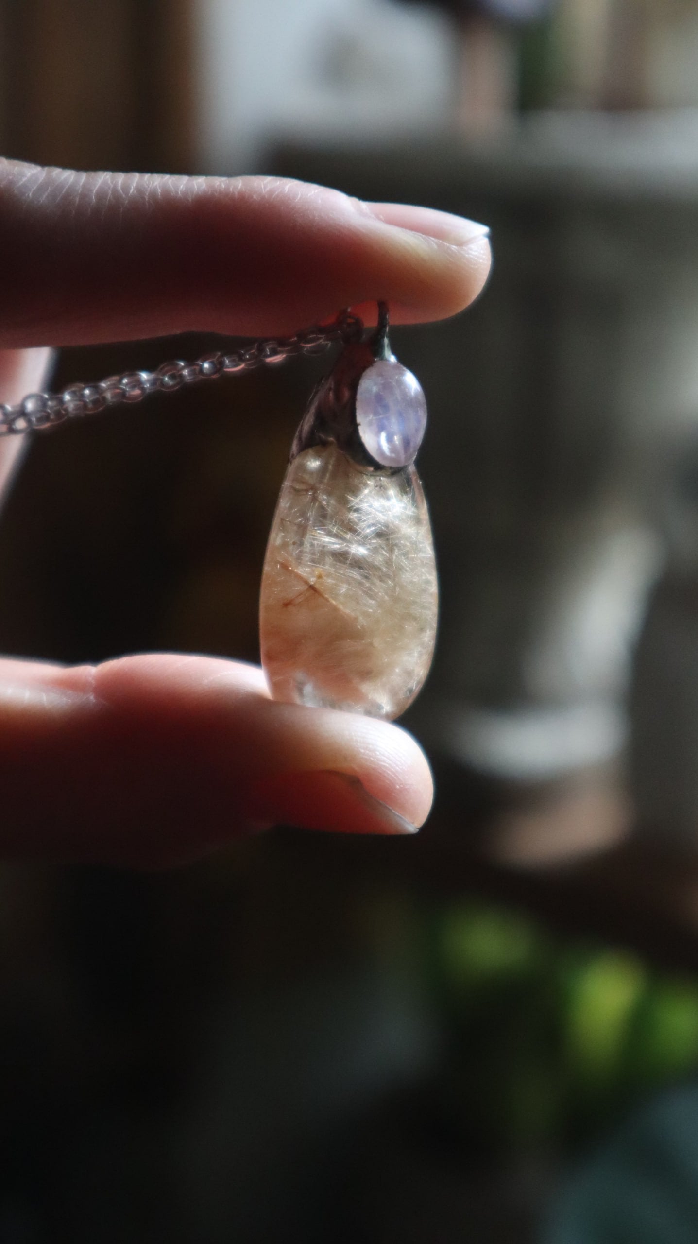 Rutilated Quartz & Rainbow Moonstone