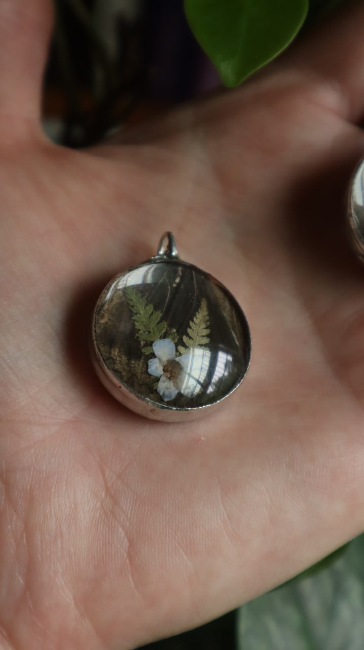 Forget-Me-Nots & Butterfly Wing Necklace