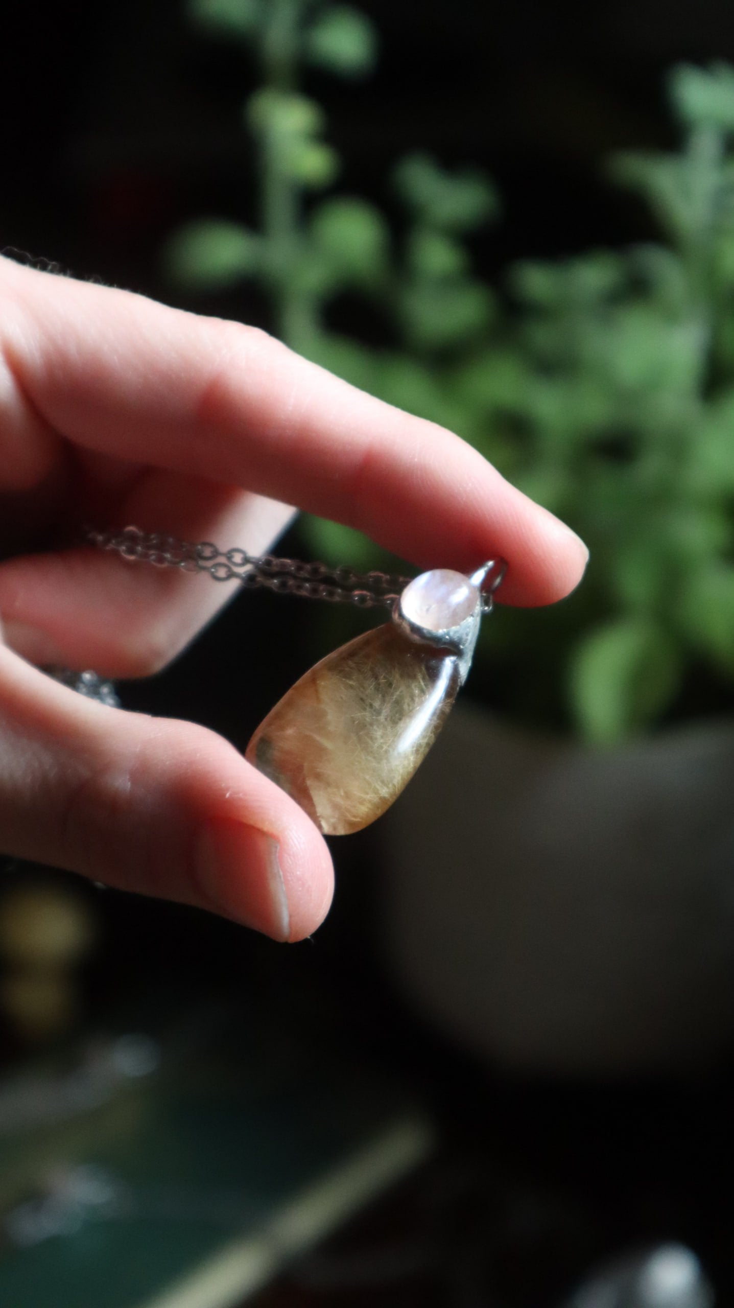 Rutilated Quartz & Rainbow Moonstone