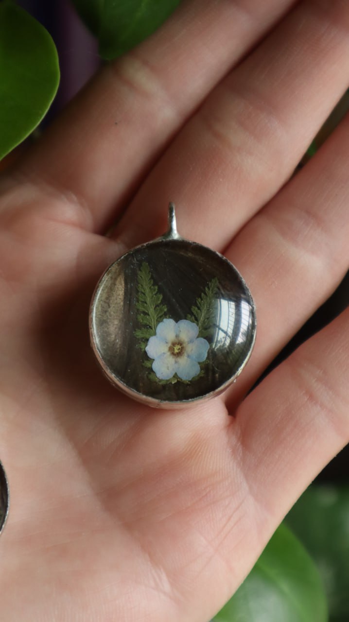 Forget-Me-Nots & Butterfly Wing Necklace