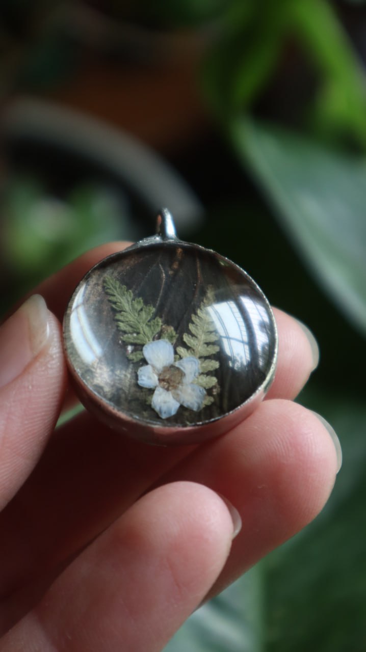 Forget-Me-Nots & Butterfly Wing Necklace