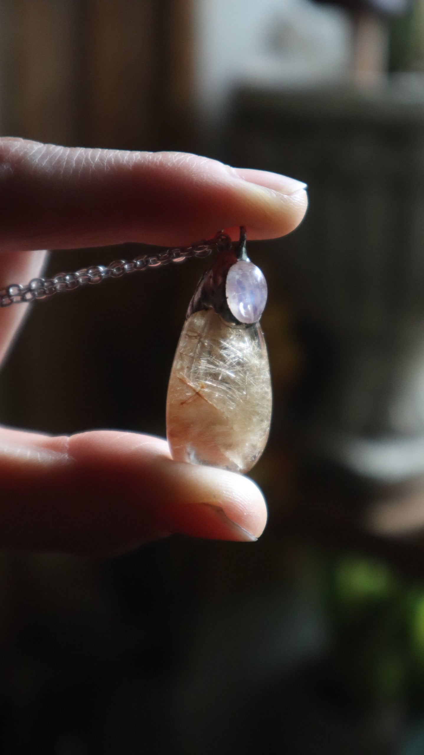 Rutilated Quartz & Rainbow Moonstone