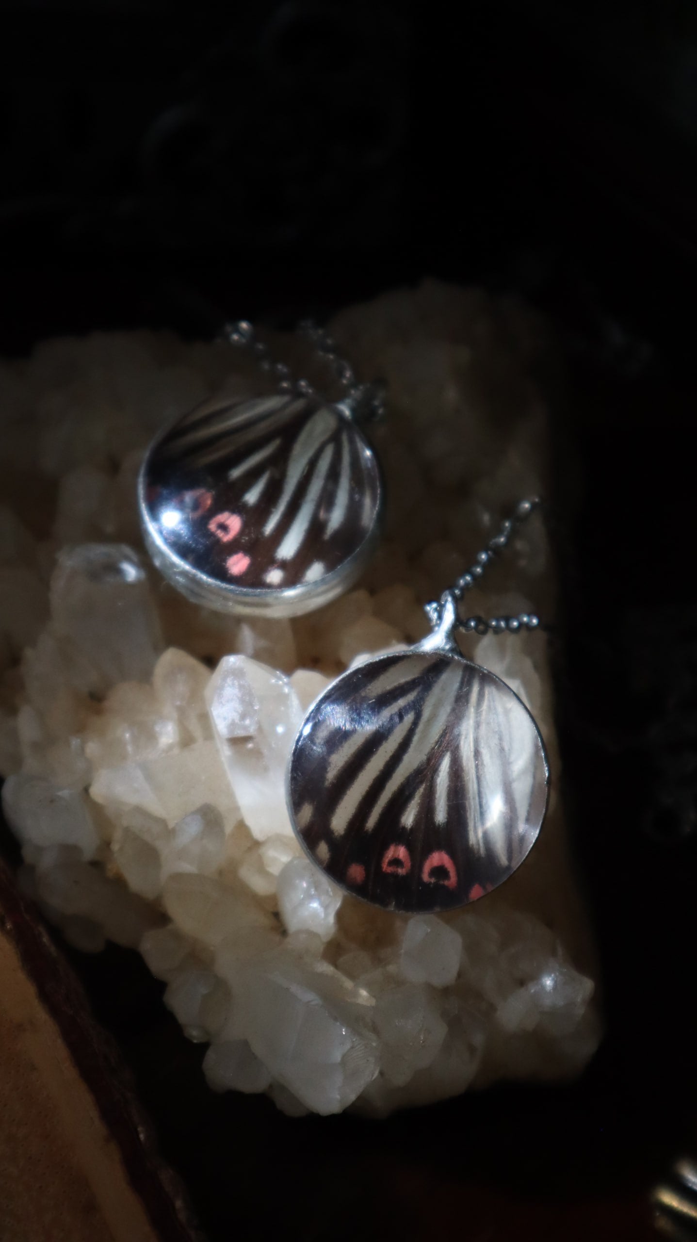 Black & Red Butterfly Wing Necklace