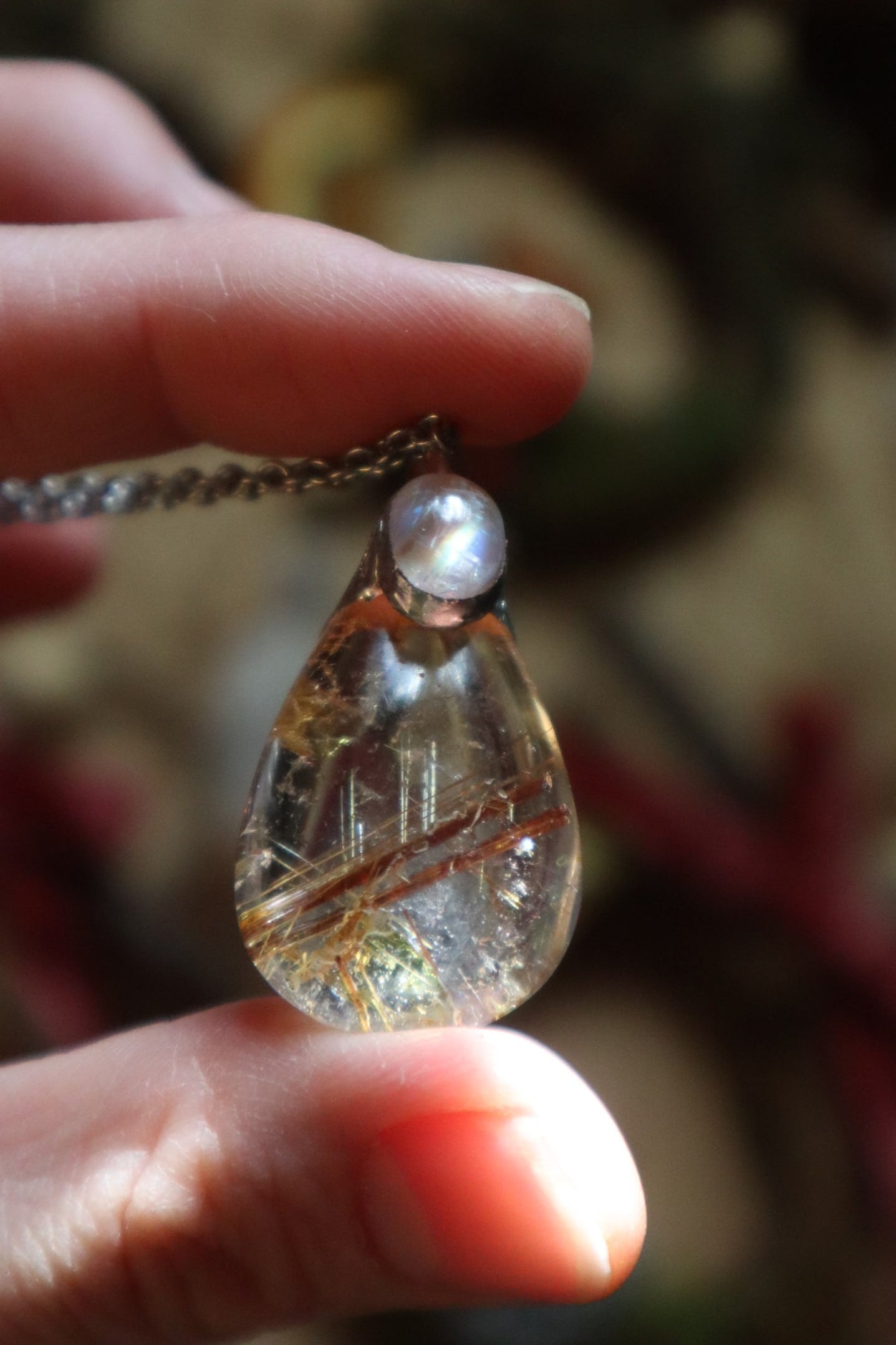 Rutilated Quartz & Rainbow Moonstone