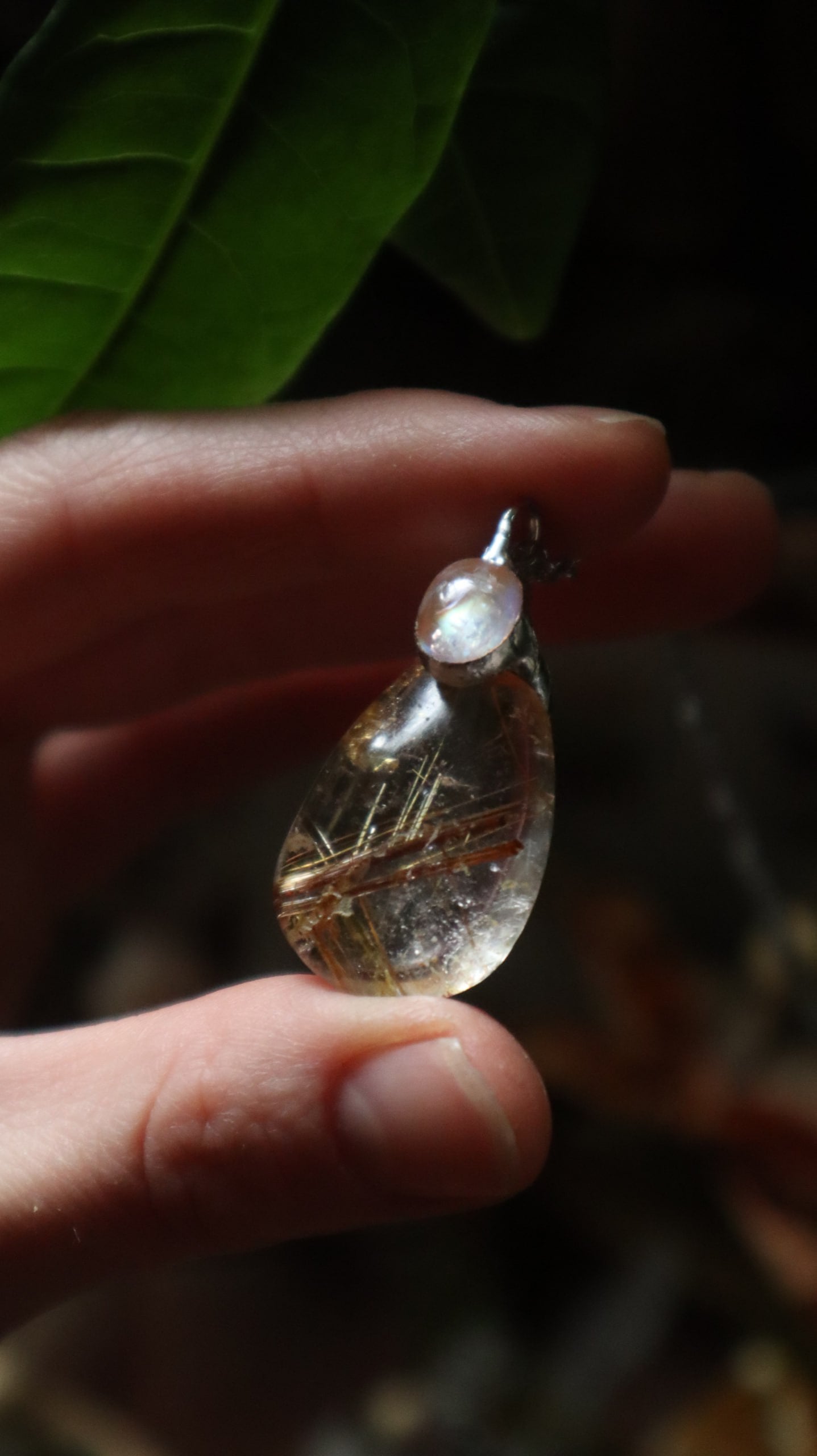 Rutilated Quartz & Rainbow Moonstone