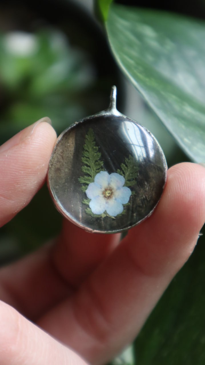 Forget-Me-Nots & Butterfly Wing Necklace