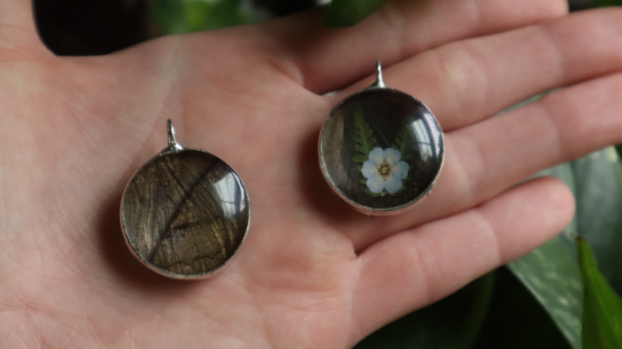 Forget-Me-Nots & Butterfly Wing Necklace