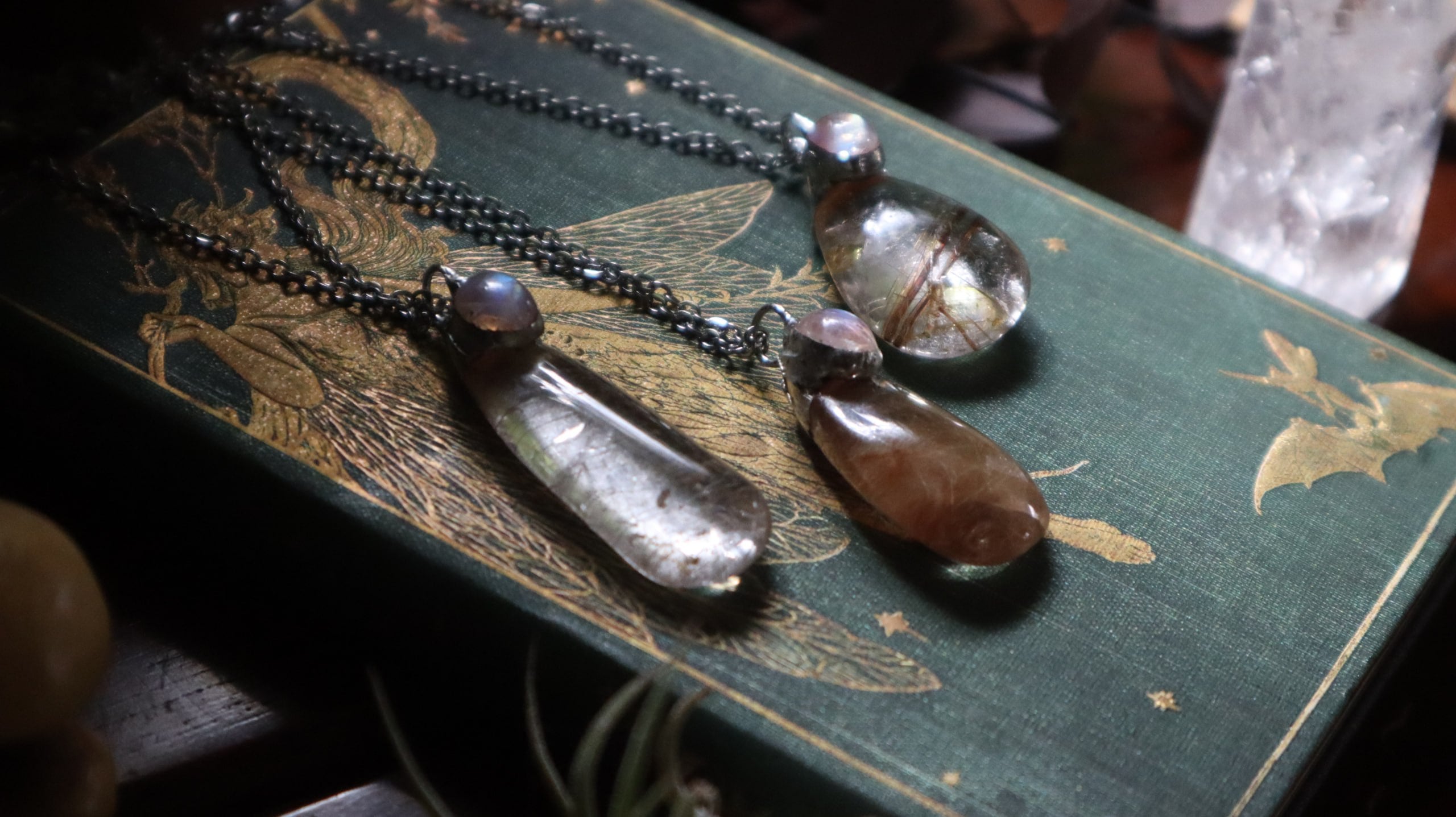 Rutilated Quartz & Rainbow Moonstone