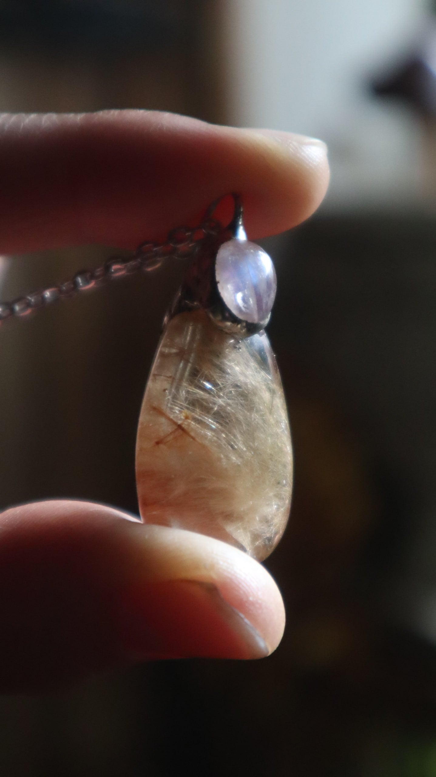Rutilated Quartz & Rainbow Moonstone